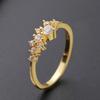 Elegant 18k Gold Plated Diamond Ring For Women With Floral Design And Adjustable Sizes
