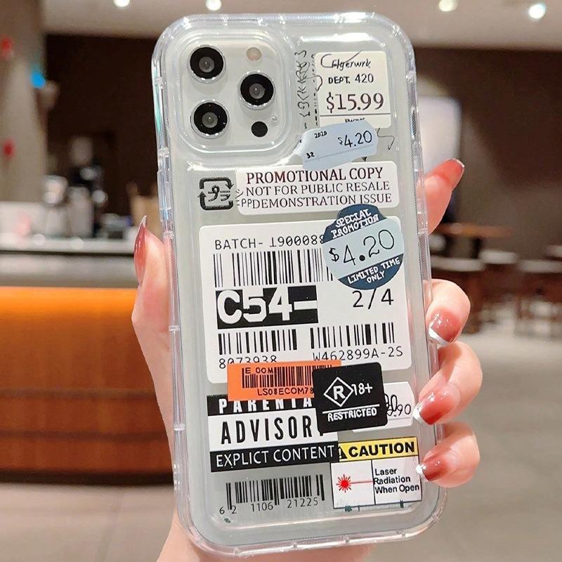 Barcode label transparent mobile phone case suitable for 14/13 soft case iPhone12Pro/15promax anti-drop 11/xs