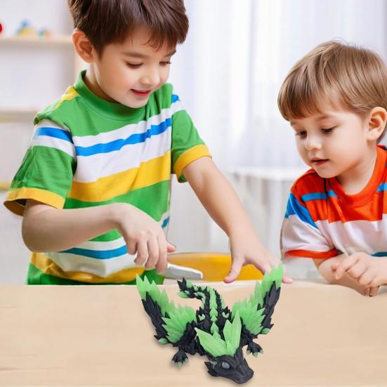 3D Printed Dragon Figurine Glow-in-the-dark Flying Dragon Fidget Toy with Articulated Dragon Decoration Movable Joints Luminous