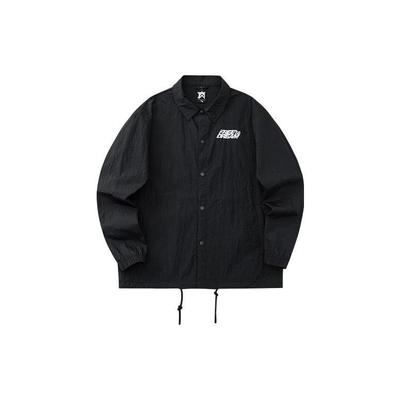 SS22 Letter Print Buckle-Front Collared Jacket Men Jacket Black 152221604-3