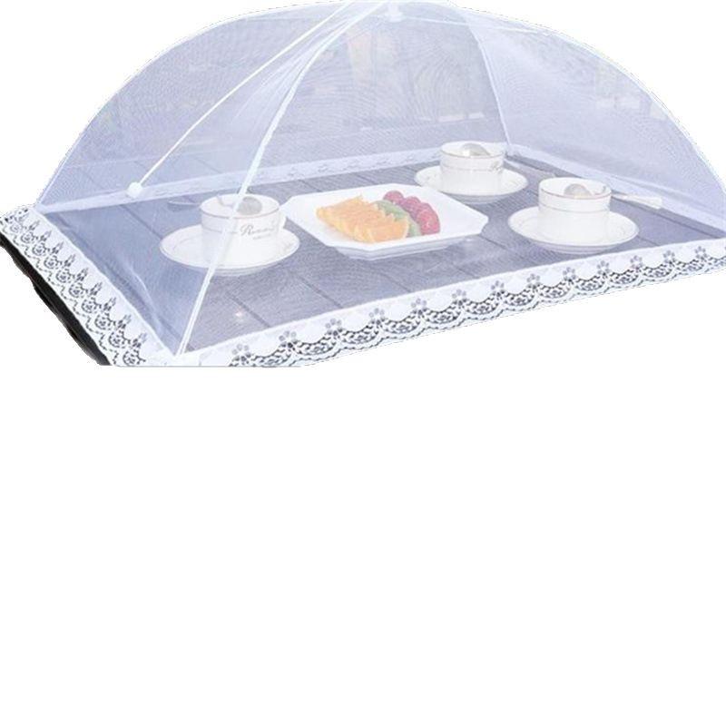 Rectangular White Insect-Proof Dustproof Folding Mesh Table Cover