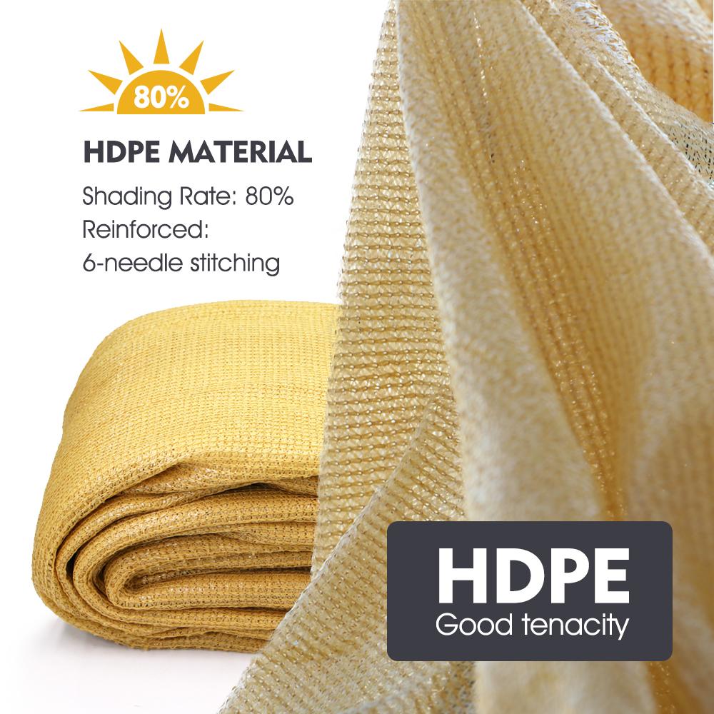 Outdoor Terrace Shading Net 80% Shading Rate HDPE Beige Shadow Mesh for Summer Gazebo Garden Sunscreen Shielding Awning Cloth