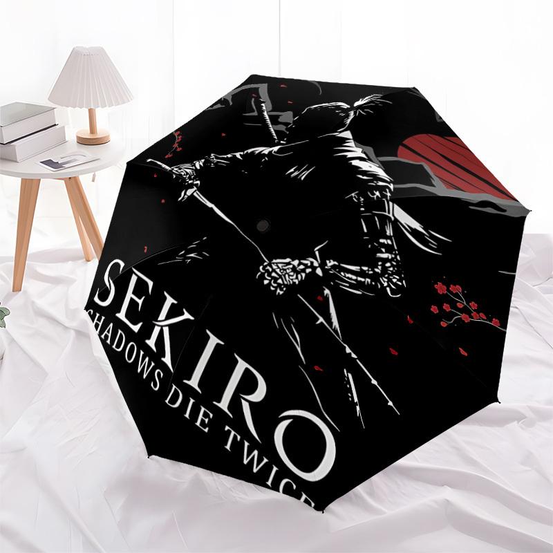 1pc Sekiro Shadows Automatic Umbrella   8 Rib Portable Folding Black Iron Frame for Outdoor, Beach, Travel, Beach Umbrella 214