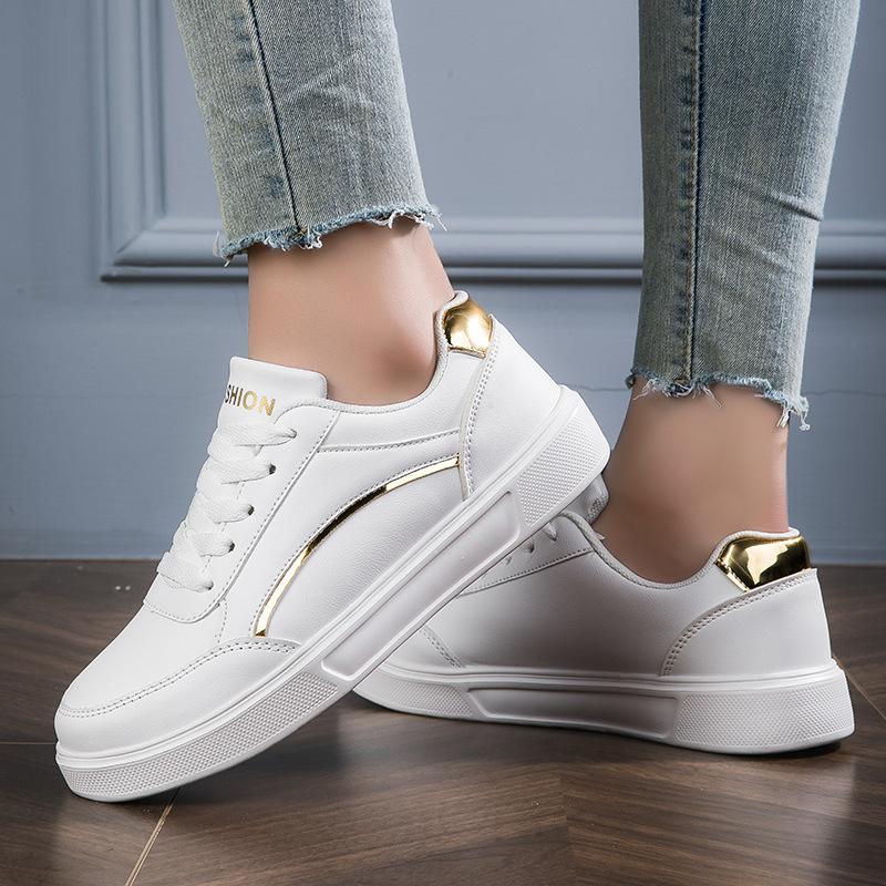Fashion New Versatile And Popular Spring Student White Shoes For Women In Summer Sports Flat-Soled Casual Thick-Soled High-Rise Shoes