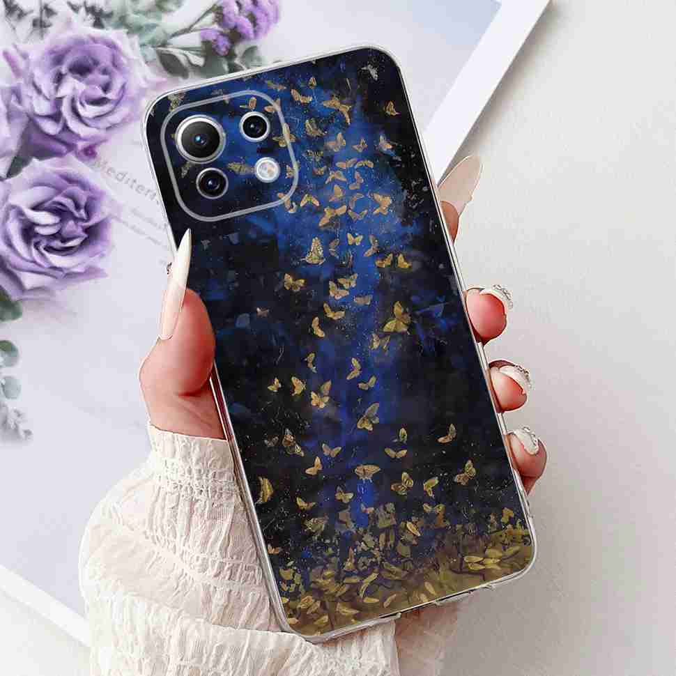 For Xiaomi Mi 11 Lite 4G Case M2101K9AG Colorful Flower Butterfly Soft Silicone TPU Cover For Xiaomi Mi 11Lite 5G 6.55" Bumper