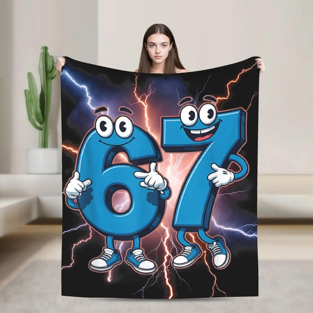 Italian Brainrot Funny Italian Kids Six Seven Meme Blanket Warm Plush Throw for Boys Bedroom Flannel Bedspread Soft Cozy