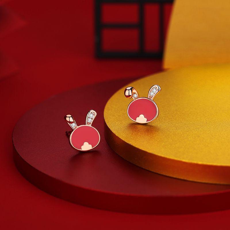 

Оригинальные серьги-кролики на удачу к Новому году женские Гуочао ретро год рождения зодиак китайский ветер украшения для ушей