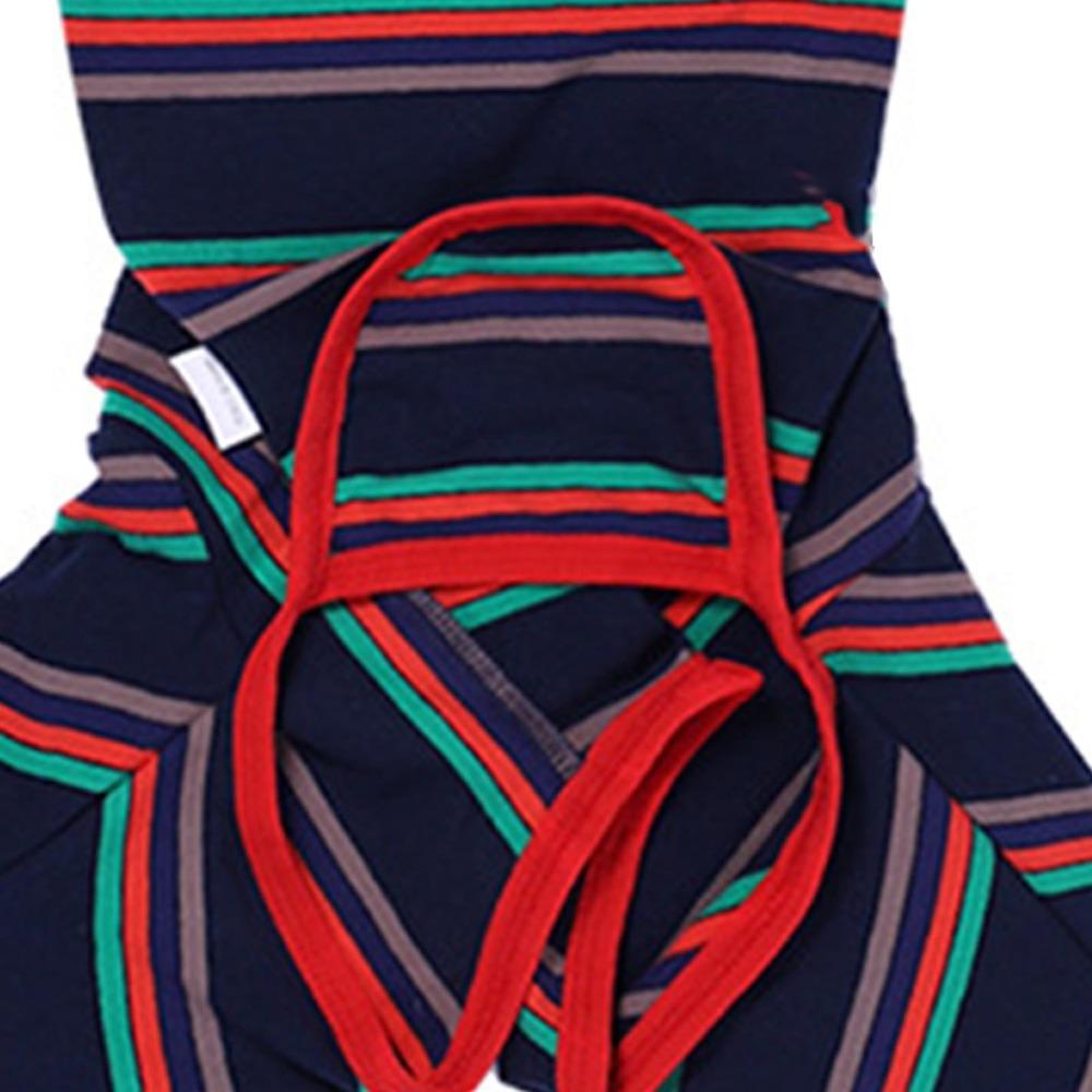 Breathable Pet Jumpsuit Dark Blue Striped Dog Pajamas Washable Dog Recovery Suit Indoor Daily Wear