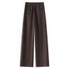 2024 Women's Khaki Wool-Blend Slit Wide-Leg Pants for Autumn/Winter