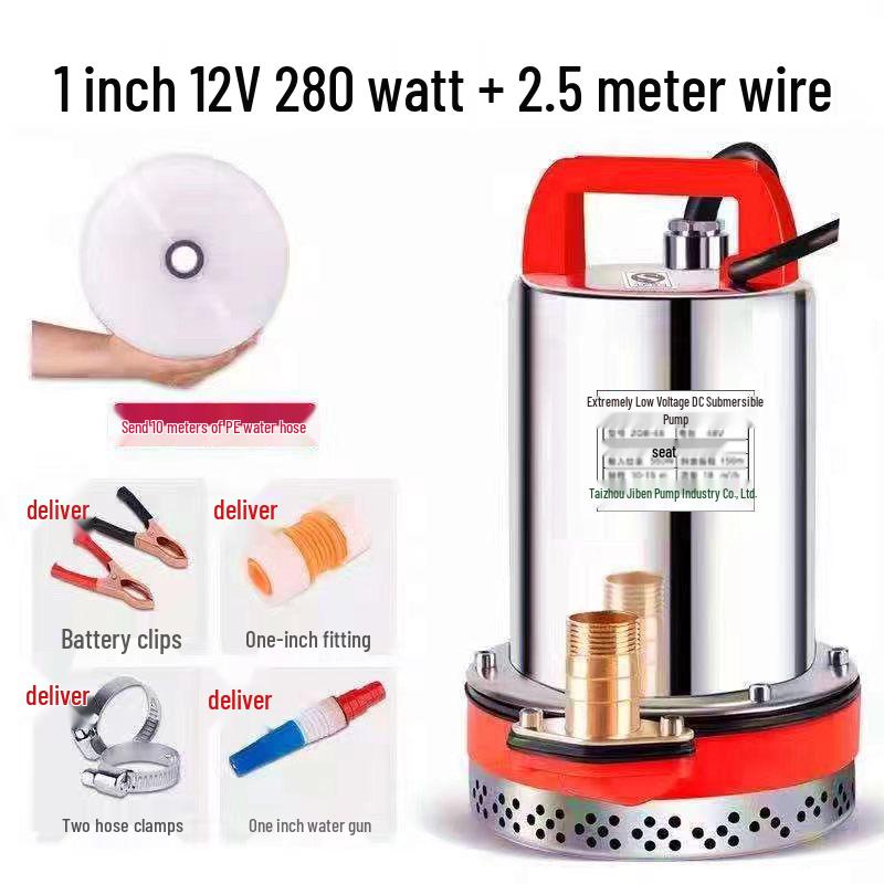 DC Submersible Water Pump for Vegetables and Farming, Compatible with 12V-60V Battery or Electric Vehicle