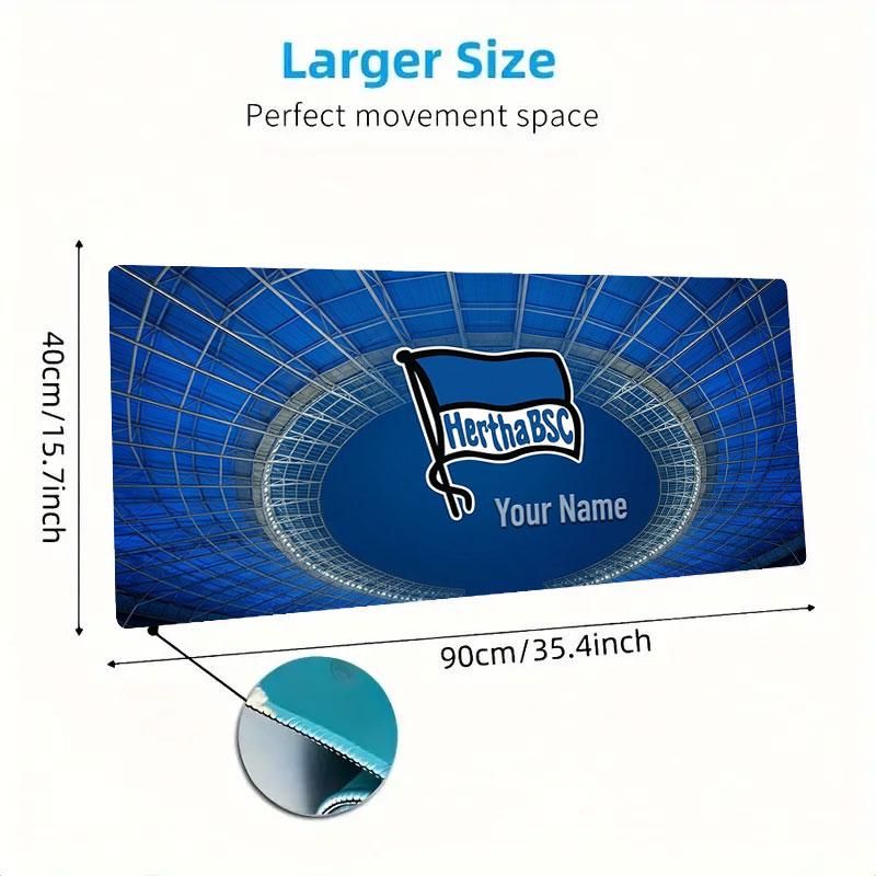 Hertha BSC Benutzerdefinierter Name Große Größe Mauspads Große Gaming Tischunterlage Rutschfest Laptop Tablet Großes Mauspads XXL Matte Mini-PC Spielmatte Mit Verriegeltem Rand