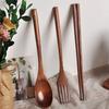 Set di Posate in Legno Giapponese (Cucchiaio, Forchetta, Bacchette) Posate per Sushi Alta Qualità Ecologico Portatile Set di Stoviglie Utensili da Cucina Regali