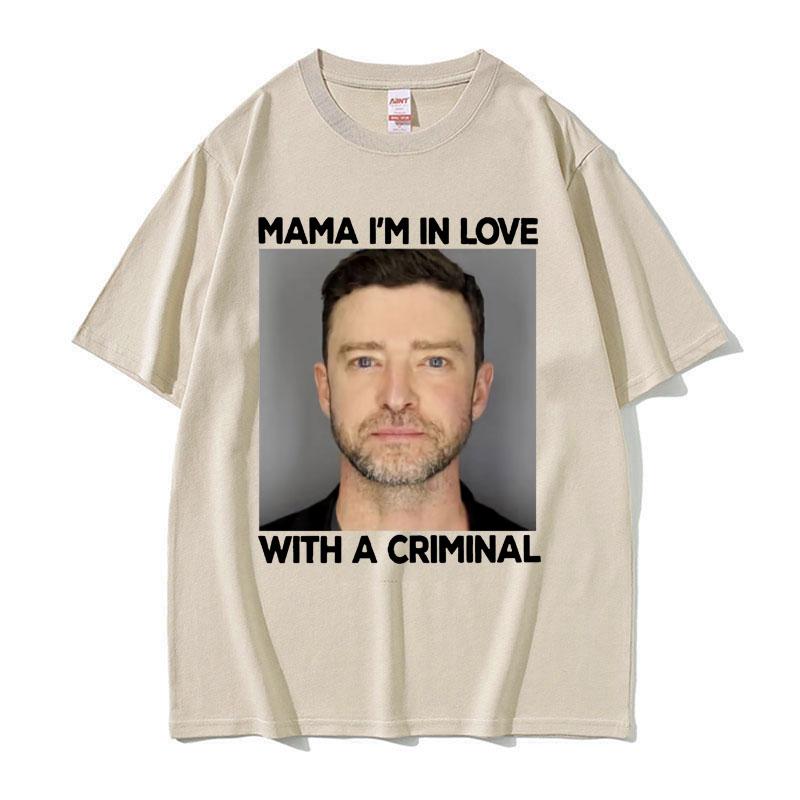 Funny Justin Timberlake Mugshot T Shirt Im in Love with A Criminal Meme T Shirts Unisexs Fashion Casual Cotton Tshirt Streetwear