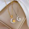 Moon Star Personality Minimalist Wind Furnace Real Gold Necklace Female Collarbone Chain