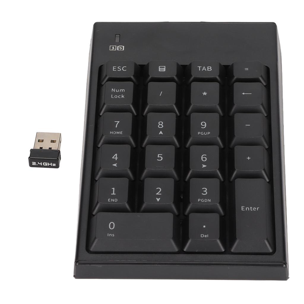 Number Pad 2.4GHz Wireless 22 Keys Delay Free Portable Black USB Numeric Keypad for Laptop