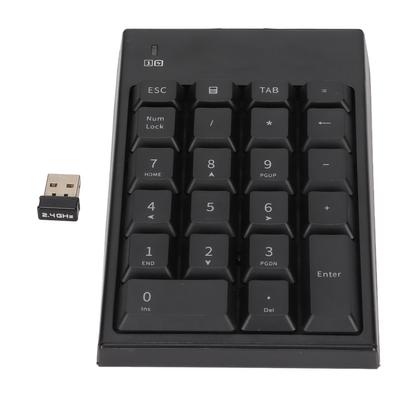 מקלדת מספרים אלחוטית 2.4GHz, 22 מקשים, ללא השהיות, ניידת, שחורה, מקלדת מספרים USB למחשב נייד