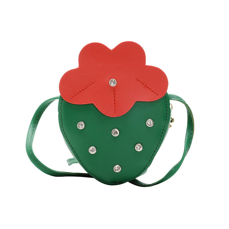 Fashion Coin Purse Cartoon Strawberry Wallet Children's Crossbody Bag Cute Diamond Strawberry Decoration Coin Purse