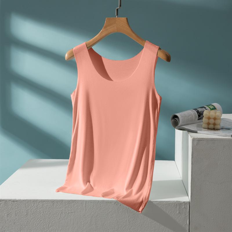 Modal vest women's seamless suspender anti-penetration base T-shirt ice silk top sleeveless thin large size outer wear