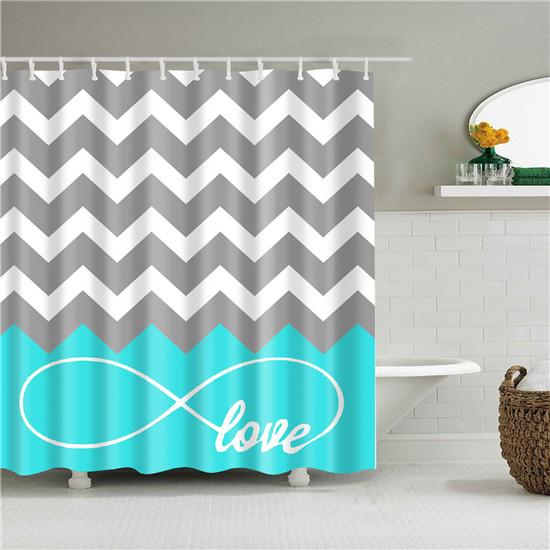Nordic Style Geometric Stripe Wave Shower Curtains Frabic Waterproof Polyester Bathroom Curtain With Hooks