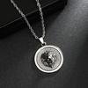 Round Tag Lion Head Three-dimensional Pattern Retro Street Aggressive Titanium Steel Twist Chain Jewelry Pendant Necklace
