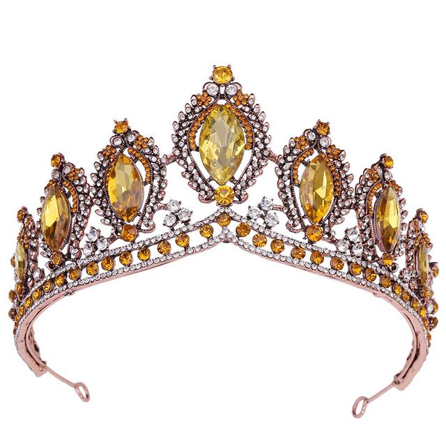Baroque Vintage Crystal Tiaras Wedding Crown Bride Headdress Royal Queen Bridal Diadem Pageant Wedding Crown Hair Jewelry