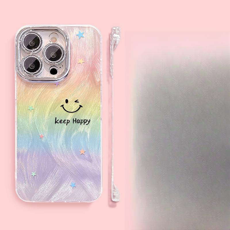 

Радужный смайлик кронштейн Подходит для чехла для мобильного телефона Apple 16 13promax Перьевая пряжа Бескаркасный 15 Защитная пленка для объектива 14 Huawei Redmi K40/K40 Pro