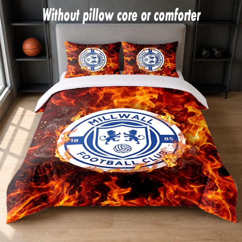 Millwall Football Design Bed Bedding Set 1 Duvet Cover + 2 Pillowcases Soft Breathable Household Bed Linens