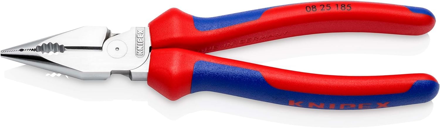 

KNIPEX Needle Nose Comfort Chrome Plated Pliers, Handle, Finish, 185mm, 0825-185