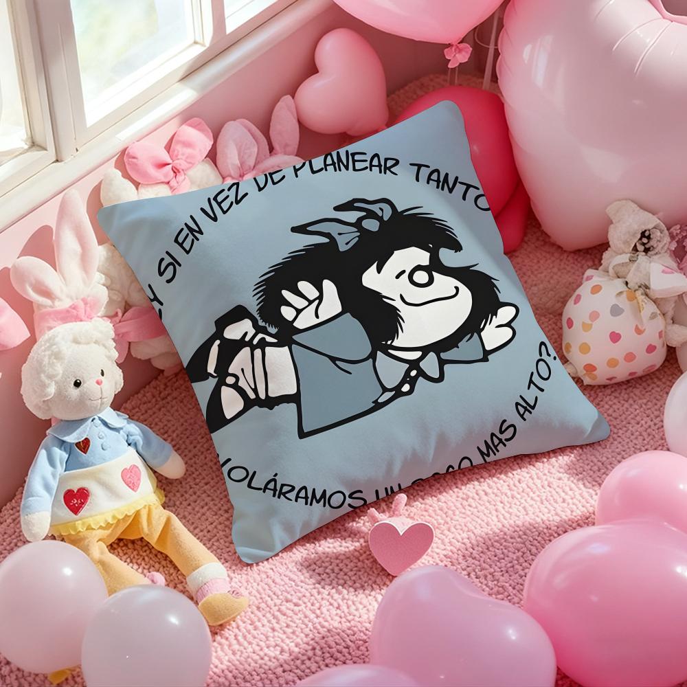M-Mafalda Cartoon Cushion Cover Pattern Printed Pillowcase for Living Room Sofa Cushion Cover & Bedroom Decor
