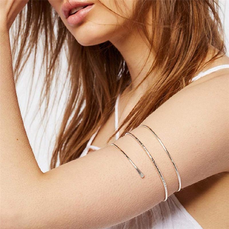 European and American exaggerated punk arm bracelet, hollow multi-layer glossy arm ring, snake-shaped metal bracelet open bracelet