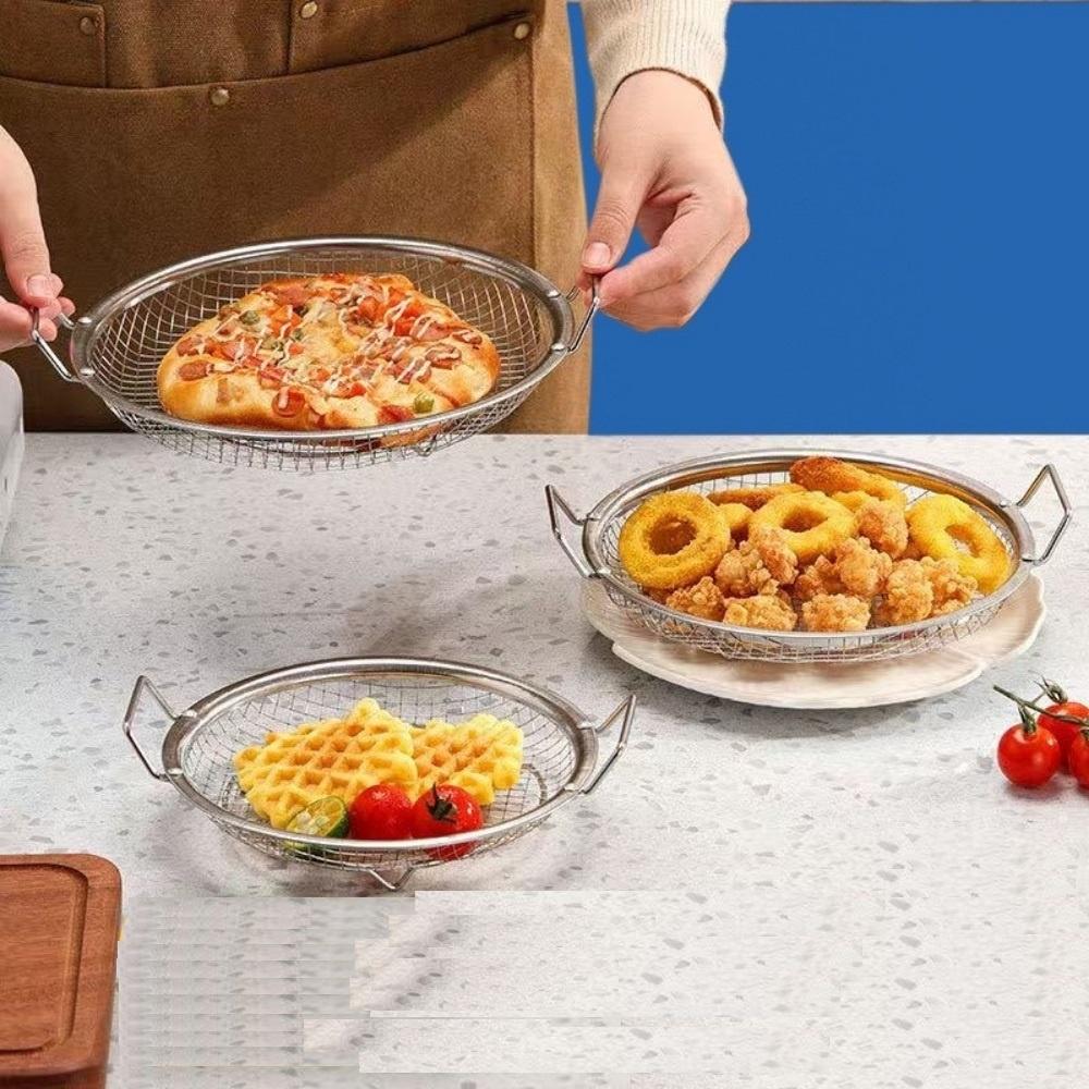 Stainless Steel Circular Food Filter, Sieve, Basket, Easy To Clean In Home Kitchen, Long-lasting Drainage, Compatible with Fryin