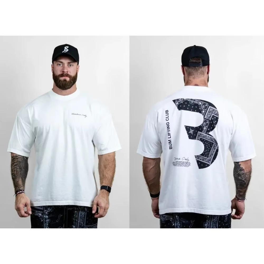 2024 Summer New Men's 100% Cotton English Letter Printing High Quality Casual Street Gym Fashion Round Neck Top S-4XL