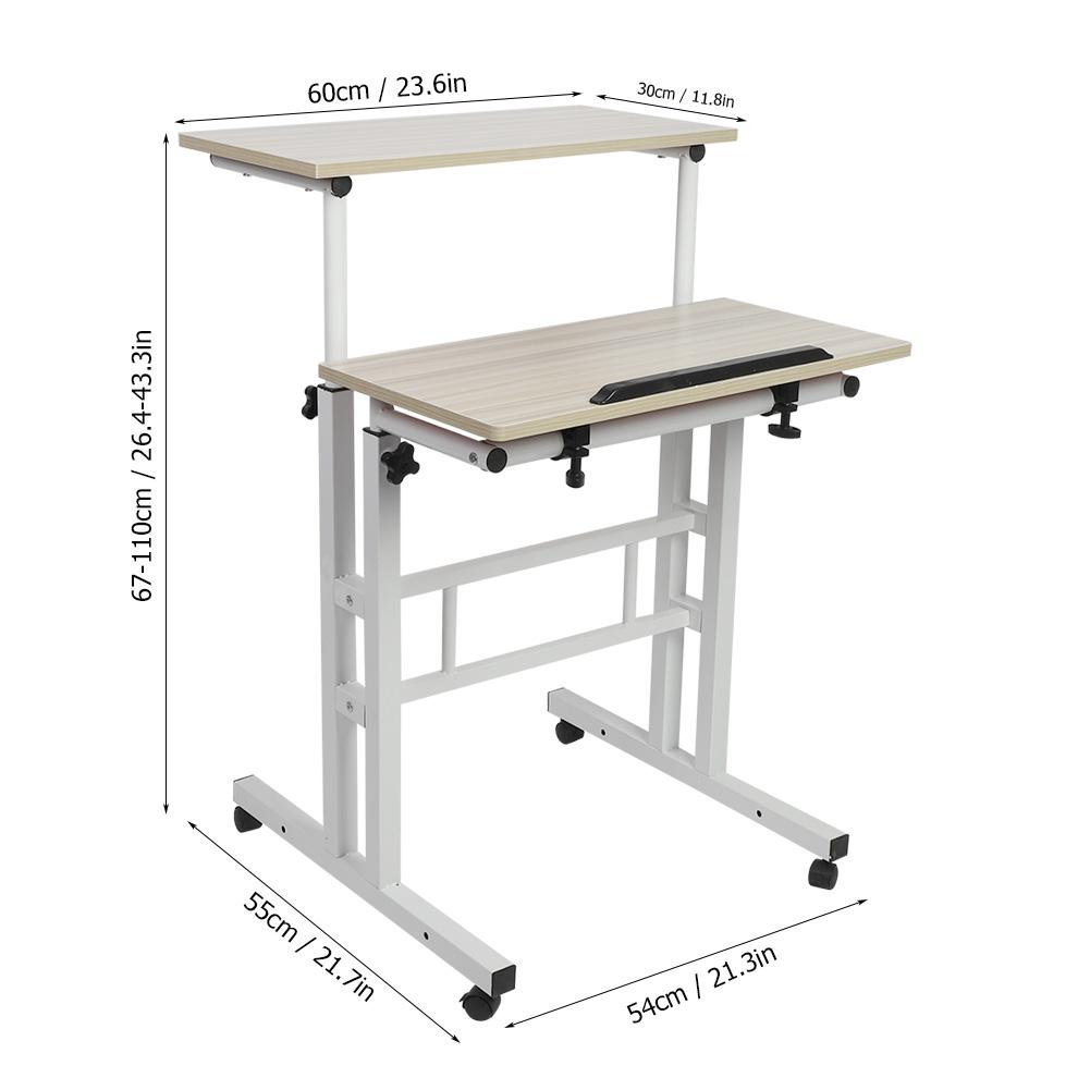 60cm Adjustable Height Stand Up Laptop Desk Computer Standing Desk with Rollers Laptop Computer Stand Desk Stand Up Laptop Desk