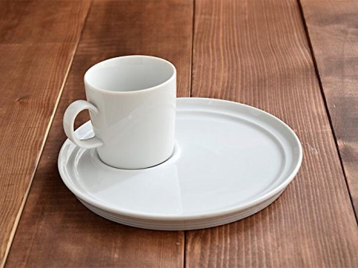Tableware East CAFE Lunch Set Plate 22cm + Mug White White Tableware Cafe Tableware Divider Plate Dinner Tableware Set Plate Set