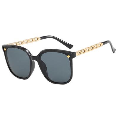 Chain Temple Sunglasses Women'S Large Frame Sunglasses Fashion Trend Street Shot Glasses