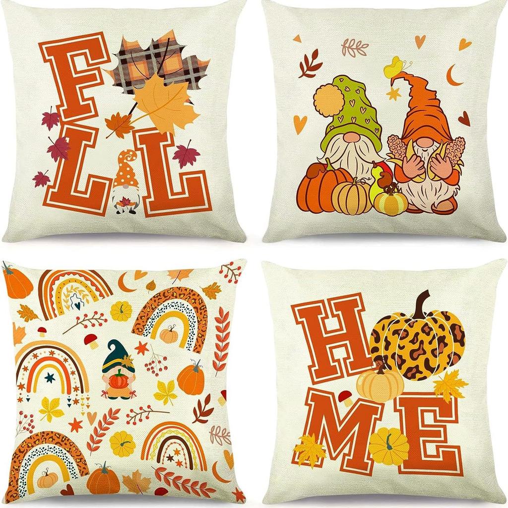 Autumn Harvest Sofa Pillow Pumpkin Decorative Cushion Small Animal Squirrel Print Cushion Cover Pillow Cover