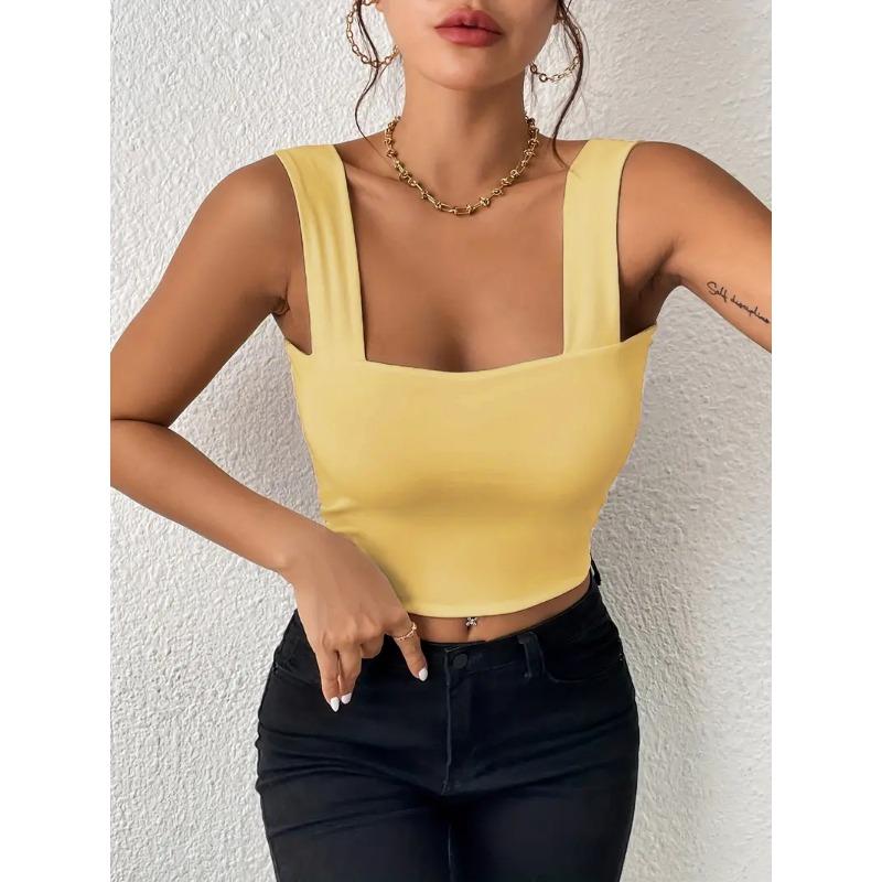 Summer New Women's Camisole Sexy Slim Hot Girl Wide Shoulder Strap Sleeveless Top