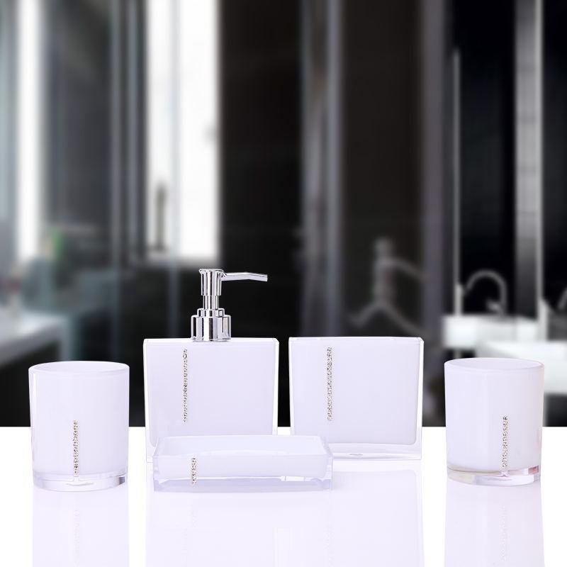 5 Accessories Pcs Bathroom Multicolors Acrylic Diamondmounted Shining Sets