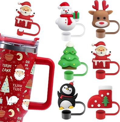 1Pcs 10mm Christmas Straw Covers Cap for Stanley Cup Tumblers Accessories Reusable Straw Cap Stopper for Straws Tip Lids