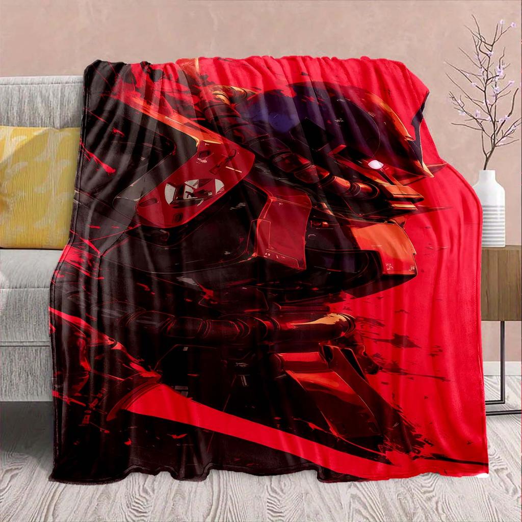 Gundam Anime Flannel Blanket - Soft Warm Perfect for Sofa, Bedding Camping Travel Office Home Decor -QJY