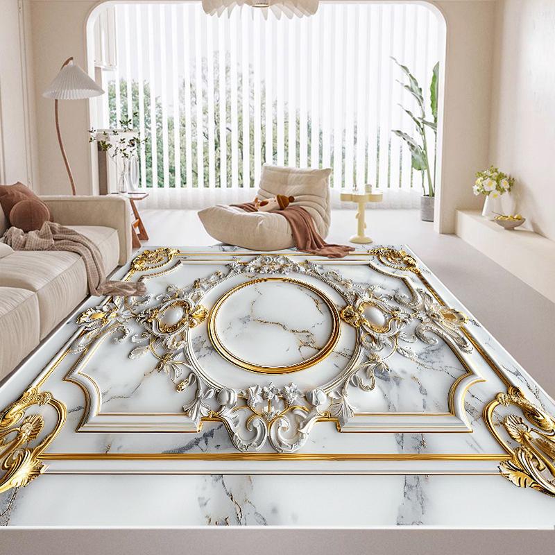 Large Area Golden Luxurious Carpets Living Room Decoration Home Sofa Area Rugs for Bedroom Cloakroom Non-slip Entrance Floor Mat