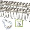 24 Pieces Stainless Steel Shower Curtain Hooks and Rings Set - Polished Nickel, Lightweight and Durable for Bathroom Curtain Rollers and Shower