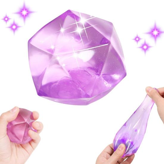 4Pcs Stress Cube Fidget Toy Slow Rebound TPR Anxiety Relief Rhinestone Squeeze Ball Toy Clear Ice Squishes Sensory Toy Kids Teens Adults Gift