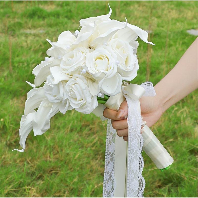 Long Time Faux Rose And Calla Lilies Handheld Bouquets For Weddings Event Home Display Wedding Centerpieces Bouquets