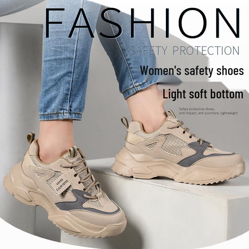 Women's Lightweight Steel Toe Safety Shoes with Kevlar Sole, Anti-Smash, Anti-Puncture, Wear-Resistant, Fashionable Small Sizes.