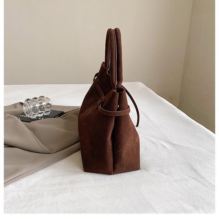 Women's Retro Frosted One-Shoulder Tote Bag for Work Commute - Large, Casual, Autumn/Winter