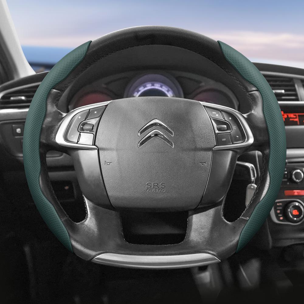 Suitable for Citroen Breathable Leather Steering Wheel Cover with Segmented Quick-Release Design, Non-Slip and Durable, for Models Such as C3, C4 X, B