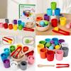 Wooden Montessori Color Sorting Cups Educational Toy For Childrens Cognitive Development