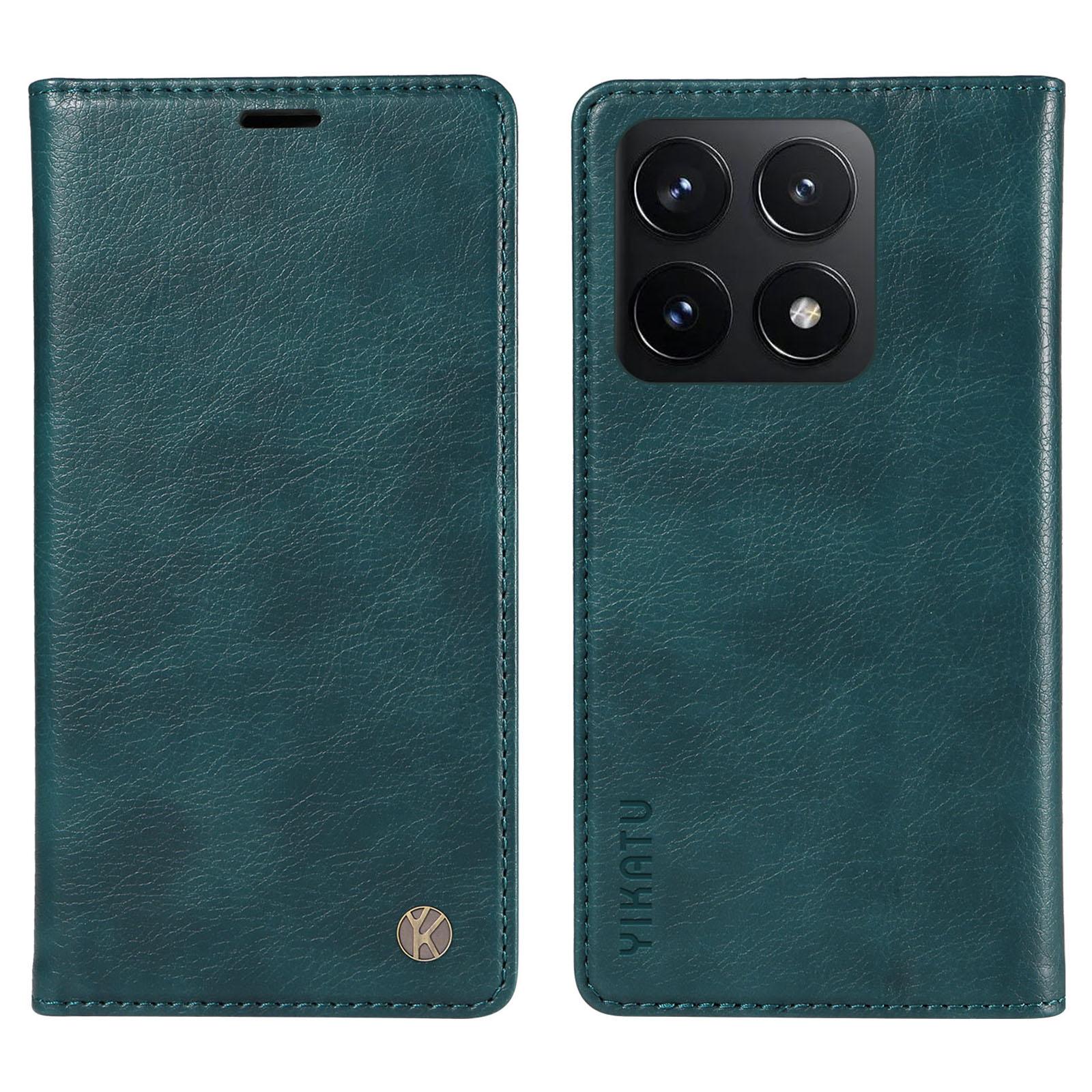 

For Xiaomi 14T Case Wallet Litchi Grain Leather Phone Cover Magnetic Auto-Absorbed Blue