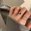 Women's Black Zirconia Double Layer Adjustable Ring